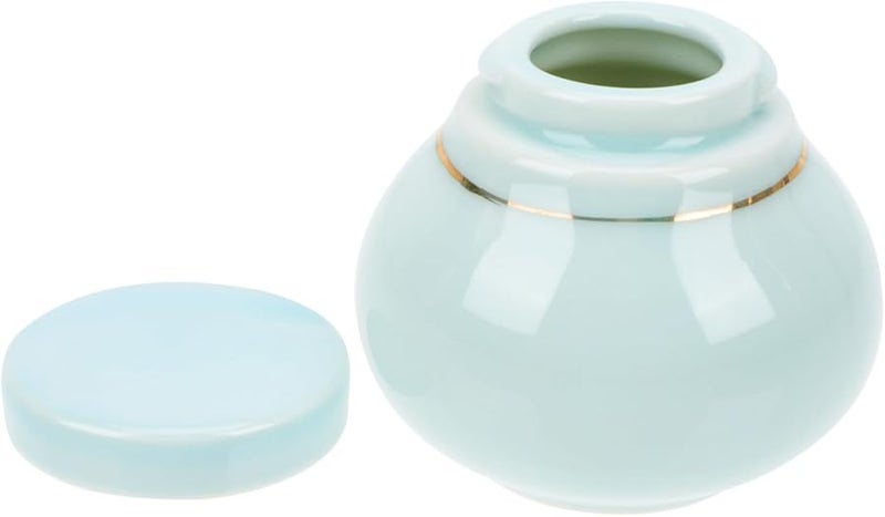 Blue Ceramic Refillable Ointment Jar Cream Lotion Container For Travel Home Use - Image 1